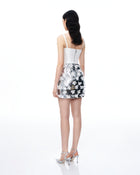 Arabella 3D Floral Sequin Embroidered Mini Dress - White