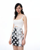 Arabella 3D Floral Sequin Embroidered Mini Dress - White