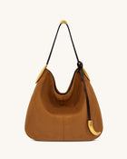 Nina Metal Charm Hobo Bag - Brown